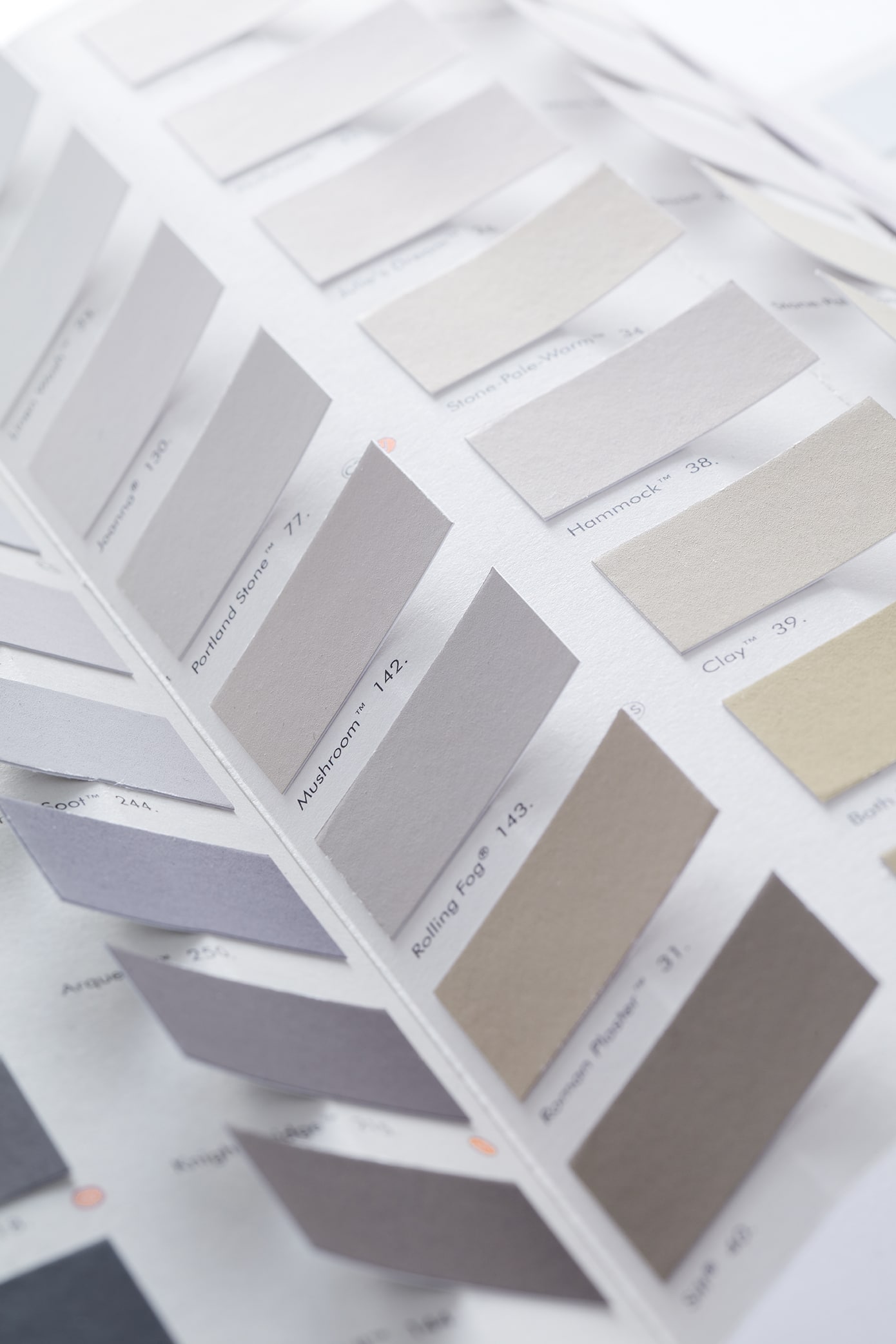 Little Greene Colour Card Detail Grundrissplanung Haus Wandfarbe Wand Sample Grau Hellgrau Braun Blau