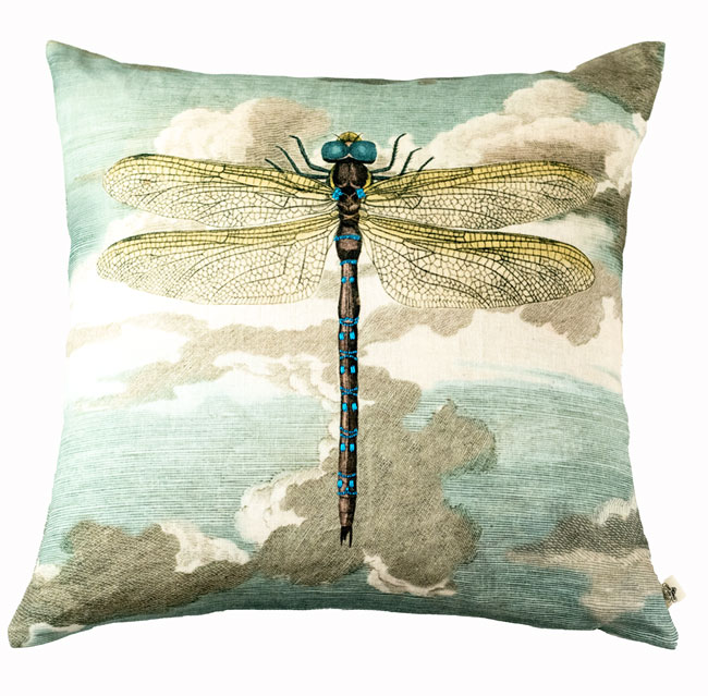 Designers Guild Kissen Dragonfly Blau-Türkis Cushion Quadrat Blau Muster