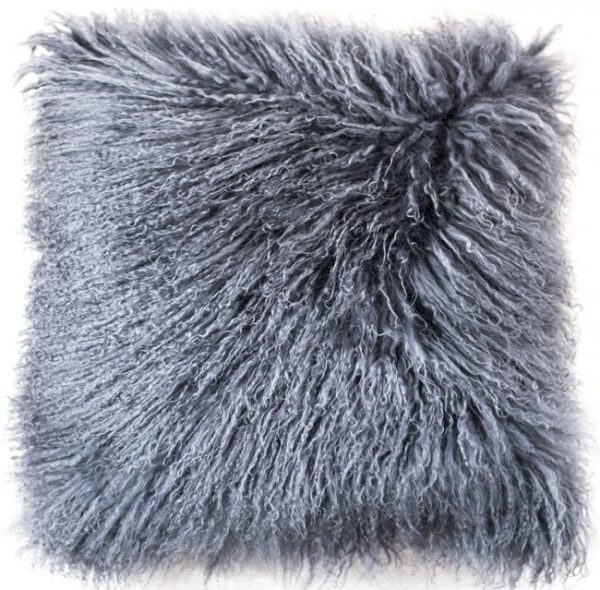 Ligne Pure Fellkissen Lush Dunkelgrau Kunstfell Kissen Grau Weich