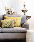 Kissen Grün Senfgelb Sofa Wohnung