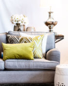 Kissen Sofa Gelb Blumen Muster