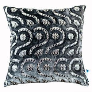 Designers Guild Kissen Latticino Dunkelgrau Muster Samt Glanz Quadrat