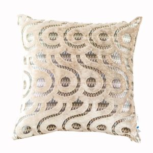 Designers Guild Kissen Latticino Natur Quadrat Muster Samt Glanz Creme