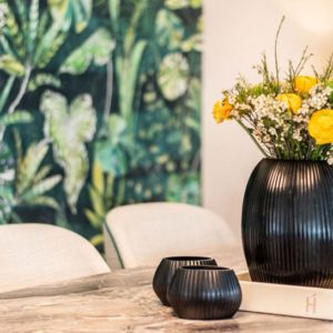 Vasen Deko Wandbild Schwarz Blumen
