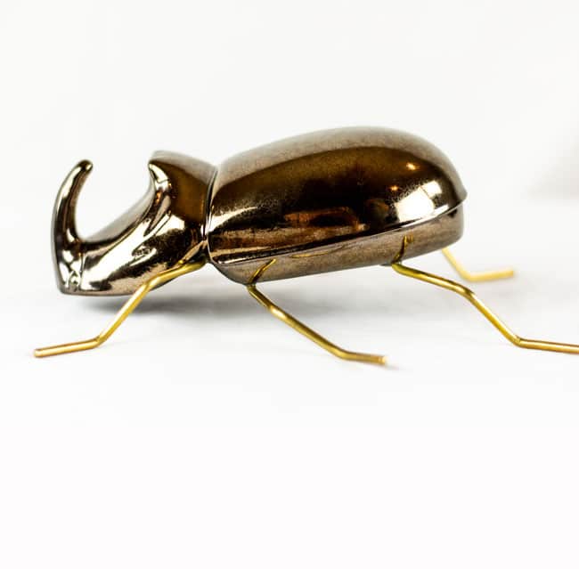 Mambo Deko-Figur Nashornkäfer Gold Messing Deko Dekoration Keramik Detail