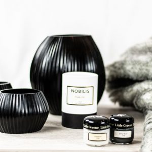 Deko Set "Coming HOME" Duftkerze Wandfarbe schwarze Vase