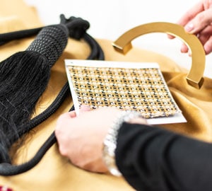 Elegantes Design Elegant einrichten Muster Stoff Quaste Fransen Gelb Senfgelb