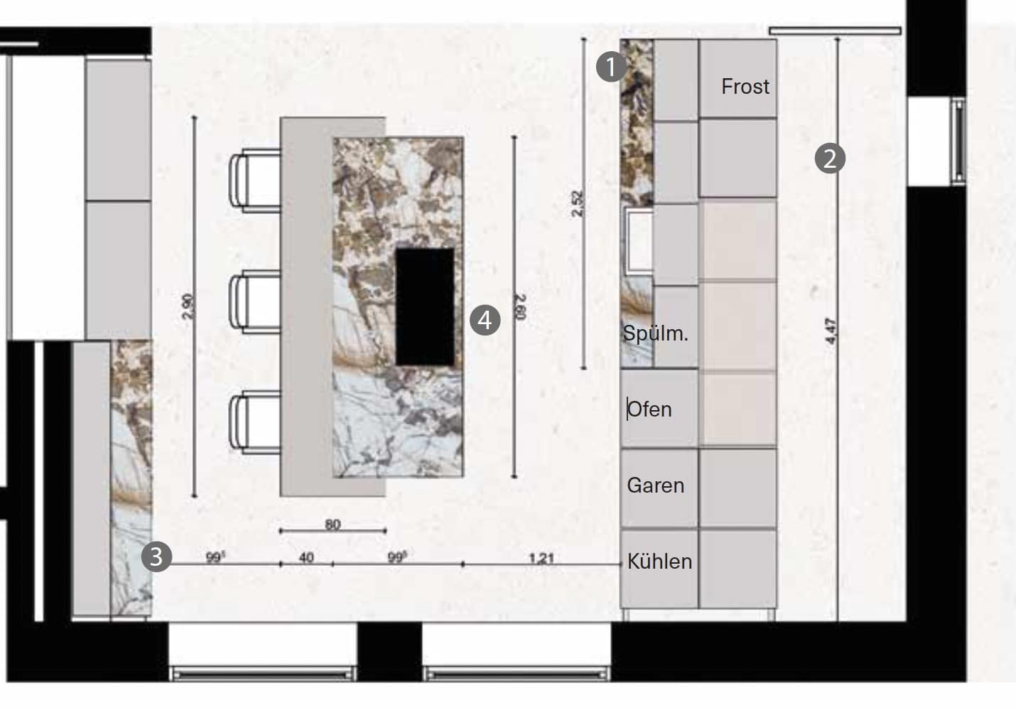 Küche mit Vorratsküche Küchentrends 2025 grundriss