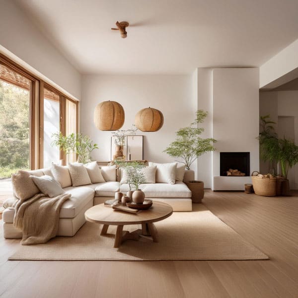 japandie wohnzimmer einrichtung im japandi stil