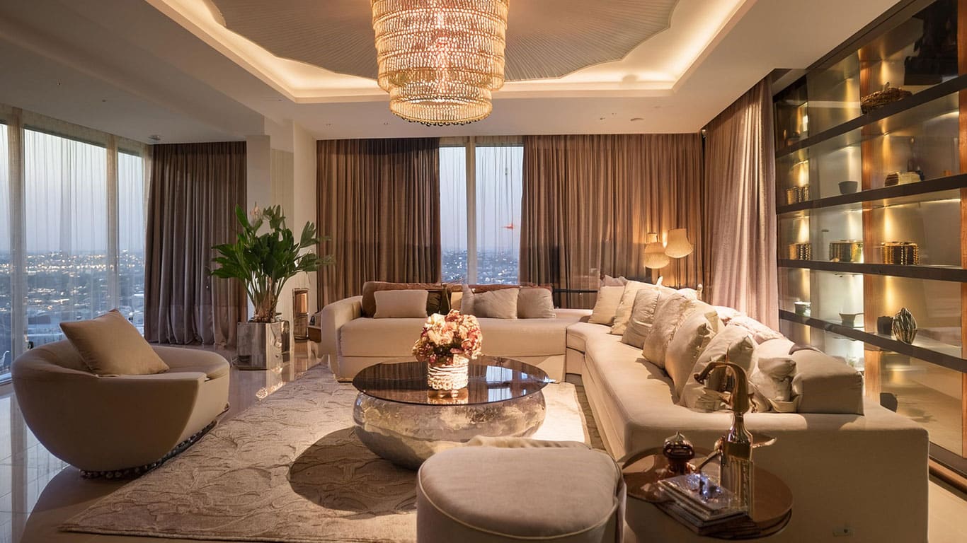 luxus einrichten wohnung luxus wohnzimmer im penthouse wohnzimmer in beige