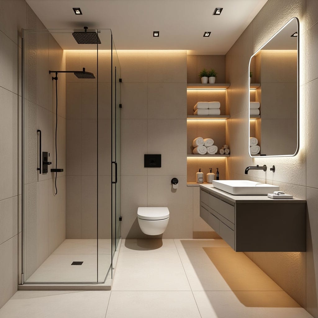 Bad-1 Ideen für kleine Badezimmer dusche wc waschbecken spiegel