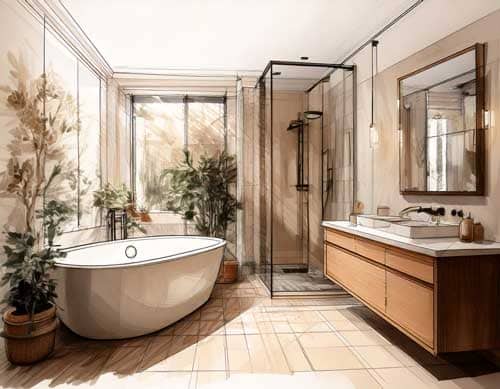 Einrichtung Wohnung bad planung skizze