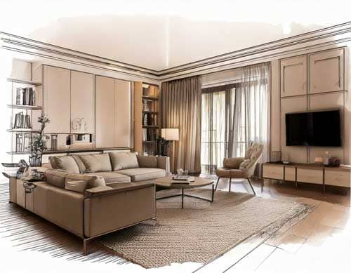 Skizze-Wohnen Planung wohnungseinrichtung für ihr zuhause skizze wohnzimmer