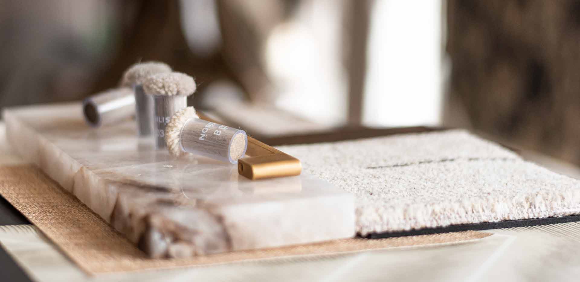 Materialcollage Innenarchitekt Auswahl Muster Teppich